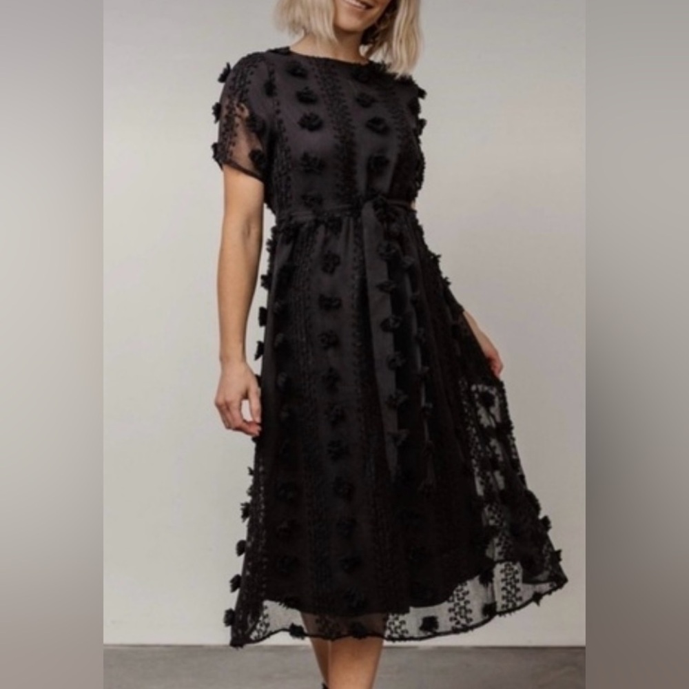 Baltic Born Black Textured Midi Dress